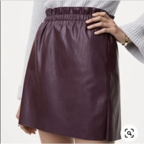 Loft Purple Faux Leather Mini Skirt - Picture 2 of 7